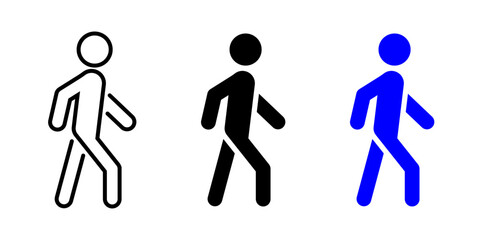 Walking person icon. Man on walk vector illustration. Pedestrian sign. Human pictogram. Person silhouette concept.