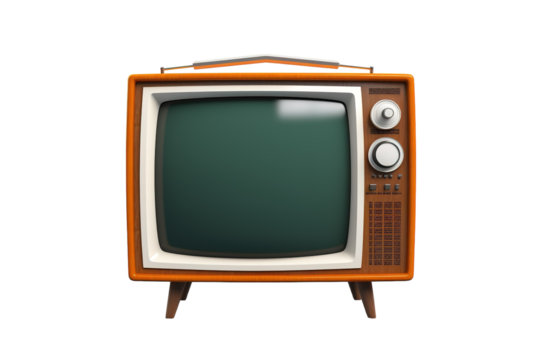 A Retro Television Set Ready for Prime Time on a White or Clear Surface PNG Transparent Background