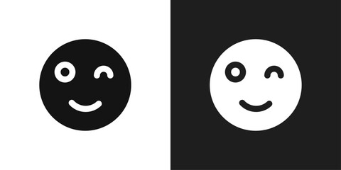 Smile wink icon logo set vector