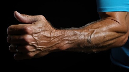 An immersive 360-degree panorama of the muscles of the hand, including the intrinsic and extrinsic muscles, showcasing t 