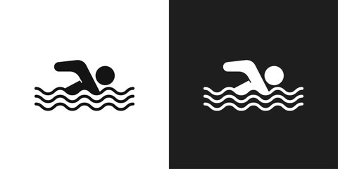 Swimmer icon logo set vector