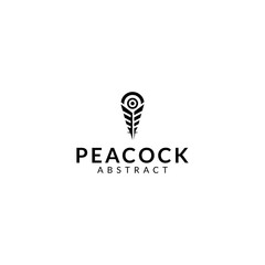 Peacock feather logo in flat vector design style