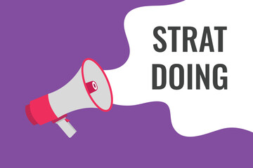 strat doing button, banner, label, template for website. strat doing text with colorful megaphone icon
