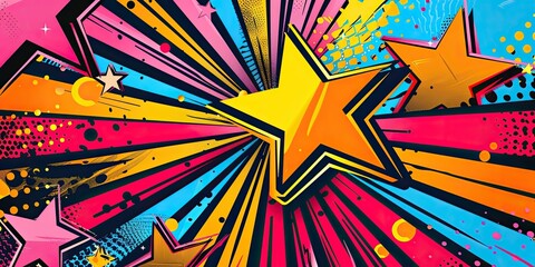 Fototapeta premium Abstract comic book style background with stars.