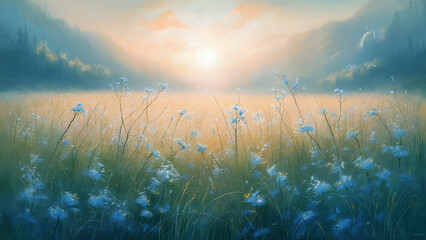 plants and flowers through Spring Meadow in the agricultural field.
