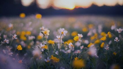 plants and flowers through Spring Meadow in the agricultural field.
