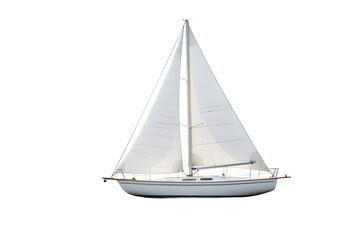 A White Sailboat Glides Gracefully Across Calm Waters on a White or Clear Surface PNG Transparent...