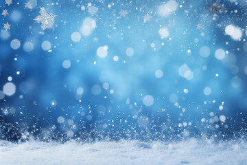 Fototapeta premium winter background with falling snow and bokeh. christmas background