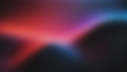 Gradient background blending red, pink, and blue with a grainy texture. The center glows bright red, fading into pink and blue.