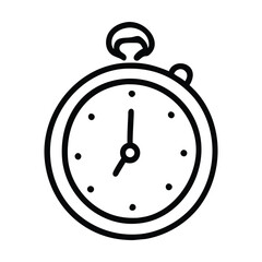 Obraz premium Black and white line drawing of a stopwatch. Vector illustration