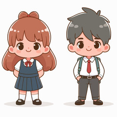 cute chibi characters school children