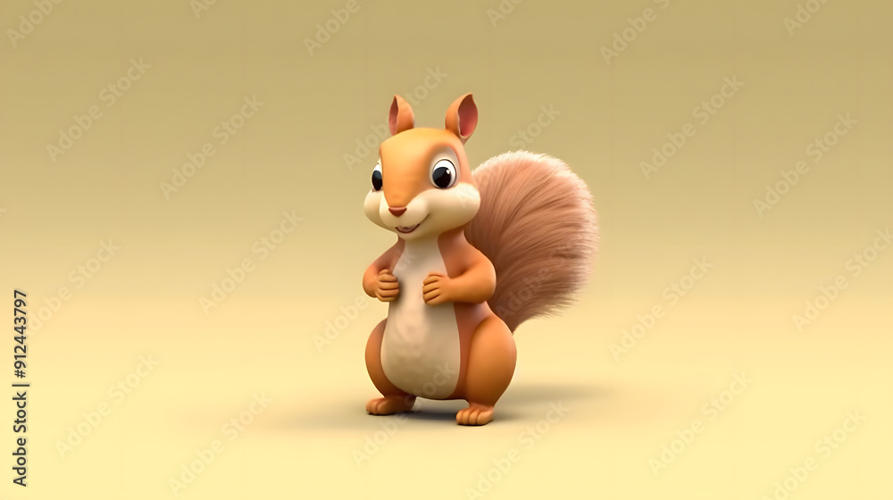 Poster Squirrel 3d cartoon style