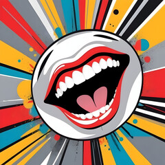 Naklejka premium Vibrant background texture filled with bold, contrasting colors and graphic elements. Mix of geometric shapes and dynamic patterns, with clean, thick lines and a playful, retro-inspired palette. 