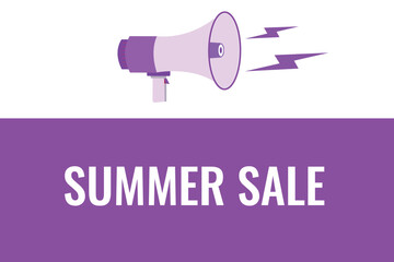 summer sale button, banner, label, template for website. summer sale text with colorful megaphone icon
