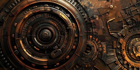 Grunge steampunk metal gear design.