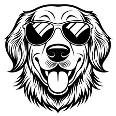 Head Golden Retriever wearing sunglasses