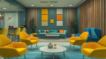 Employee Lounge: A relaxing office space where employees can take breaks, socialize, and unwind, offering a comfortable retreat from their workstations.
