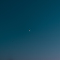 Crescent Moon in Dark Blue Sky