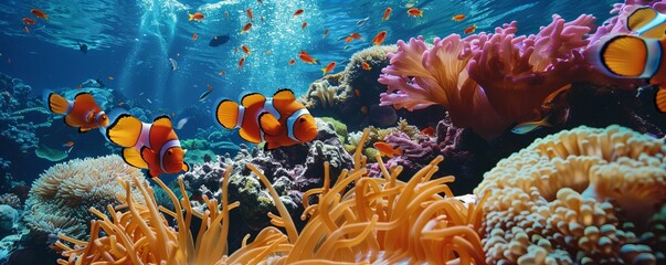 Coral reef with vibrant fish, 4K hyperrealistic photo