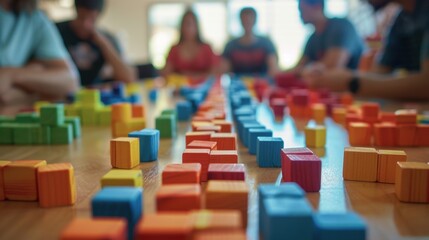 Obraz premium Team Building Activities: Activities organized to improve team cohesion, enhance communication, and strengthen relationships, helping team members work together more effectively. 