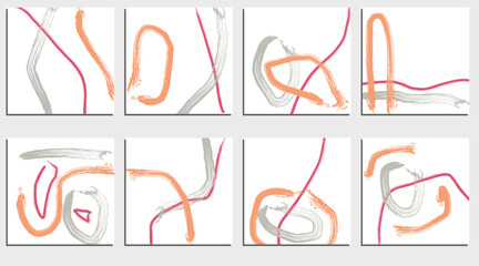 Set of creative artistic card templates. Grunge brush strokes, texture, creative design