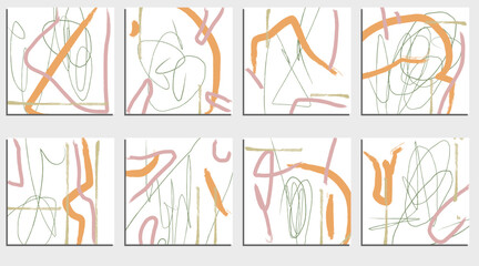 Set of creative artistic card templates. Grunge brush strokes, texture, creative design