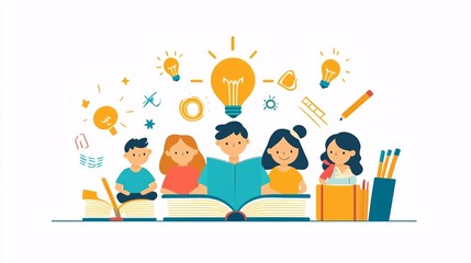 Icon design of family learning together