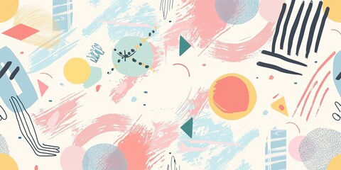 Obraz premium Abstract geometric shapes and brushstrokes.