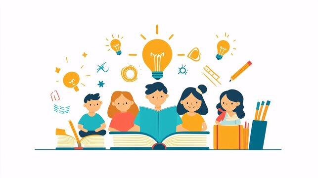 Icon design of family learning together