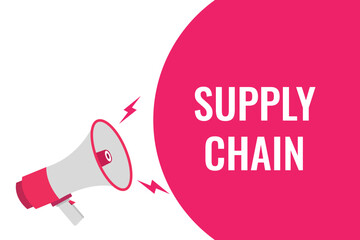 supply chain button, banner, label, template for website. supply chain text with colorful megaphone icon
