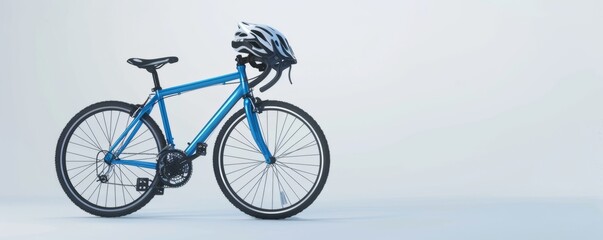 Fototapeta premium Isolated bicycle and helmet on white background, 4K hyperrealistic photo