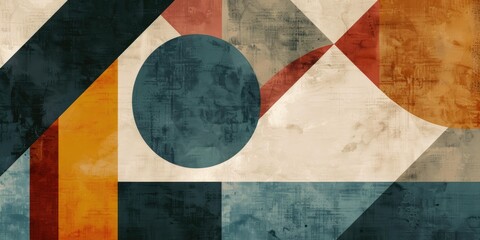 Geometric abstract art with muted colors.