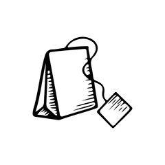 Hand drawn illustration of a tea bag