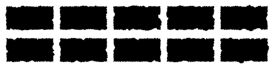 Collection of jagged rectangle, torn, ripped paper frames vector illustration