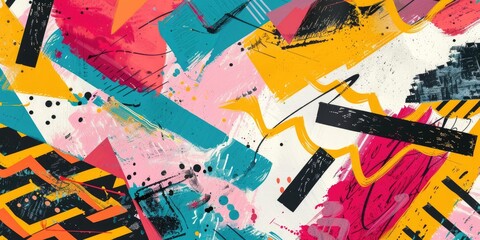 Fototapeta premium Abstract colorful brushstrokes and dots.