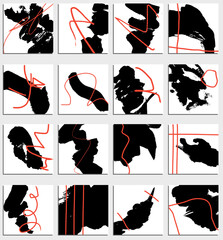 Set of creative artistic card templates. Grunge brush strokes, texture, creative design