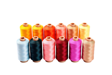 A Rainbow of Threads Ready For Creation on a White or Clear Surface PNG Transparent Background