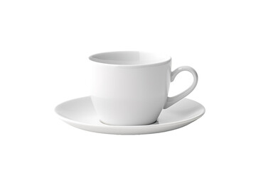 A Simple White Teacup and Saucer on a White Background on a White or Clear Surface PNG Transparent Background