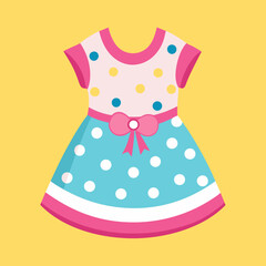 baby girls dress with polka dots pattern vector illustration 