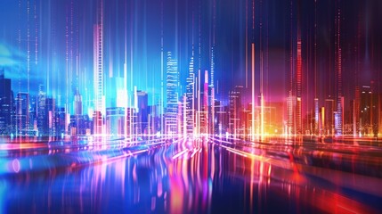Futuristic Cityscape with Neon Lights
