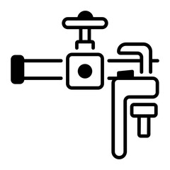 A line style icon of pipe wrench 