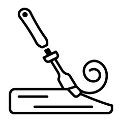 An outline style icon of a chisel 
