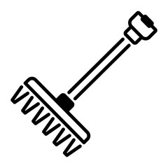 An outline style icon of rake 