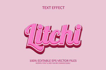 Litchi customize vector eps 3d text effect illustration.