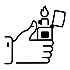 A linear style icon of a lighter 