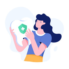 A flat character illustration of dental insurance 