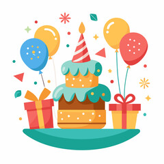 happy birthday greeting card vector illustration 