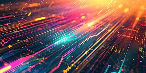 Fototapeta premium Abstract colorful lines with bokeh.