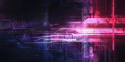 Fototapeta premium Abstract digital art, neon lines.