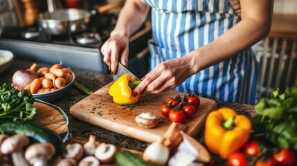 The chef cutting vegetables